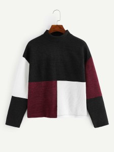 Stand Collar Cut-and-sew Sweatshirt