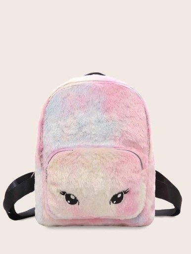 Girls Fluffy Pocket Front Backpack