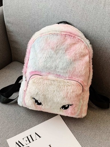 Girls Fluffy Pocket Front Backpack