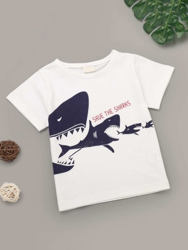 Toddler Boys Shark & Letter Graphic Tee