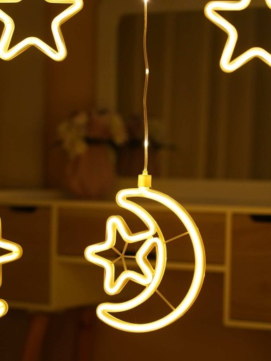 Moon & Star Decor Hanging String Light