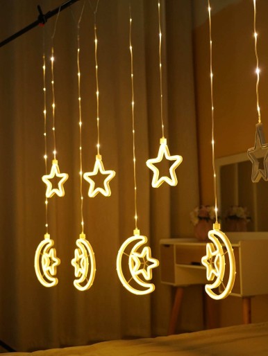 Moon & Star Decor Hanging String Light