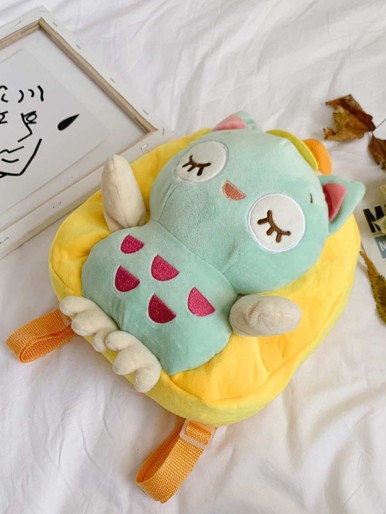 Kids Owl Decor Fuzzy Backpack