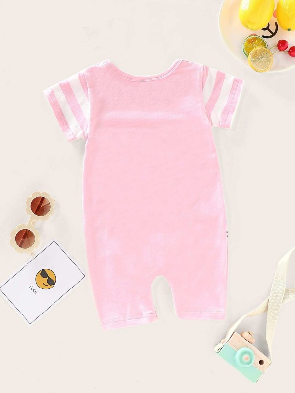 Pink Cute Striped Baby Bodysuit