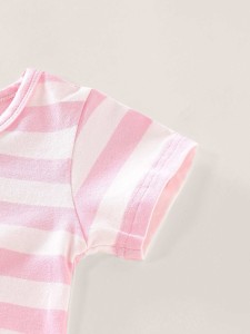 Pink Cute Striped Baby Bodysuit