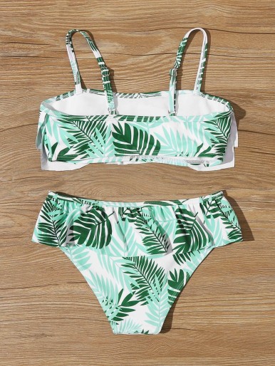 Girls Tropical Tiered Layer Bikini Swimsuit