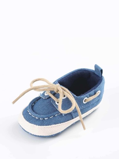 Navy Comfortable Flat Baby sneaker Lace