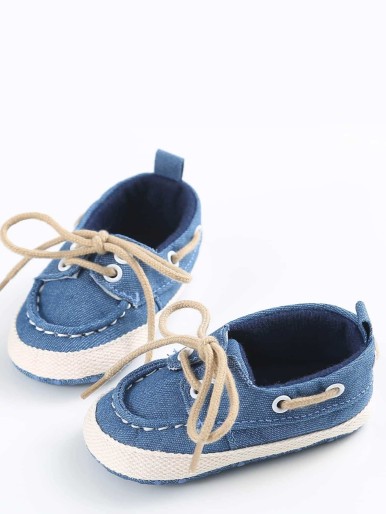 Navy Comfortable Flat Baby sneaker Lace