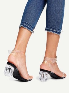Clear Strap Ankle Cuff Heels