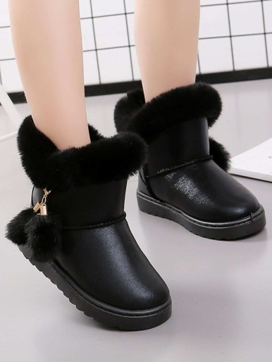 Toddler Girls Contrast Faux Fur Fluffy Boots