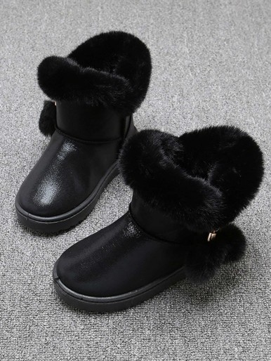 Toddler Girls Contrast Faux Fur Fluffy Boots