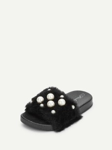 Toddler Girls Faux Pearl Decorated Slippers