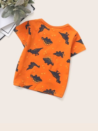 Toddler Boys Dinosaur & Star Print Tee
