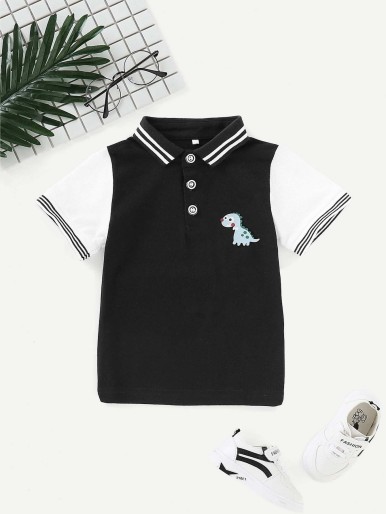 Toddler Boy Contrast Striped Polo Shirt