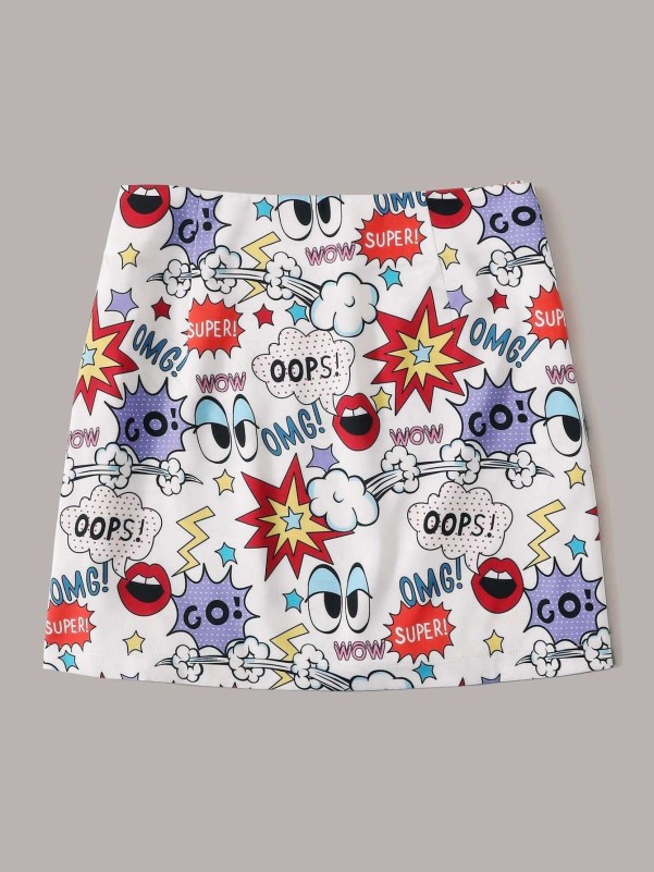 Allover Cartoon A-line Skirt