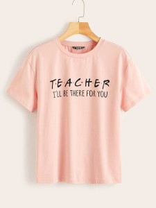 Slogan Print Short Sleeve Tee