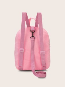 Girls Flamingo Decor Faux Fur Backpack