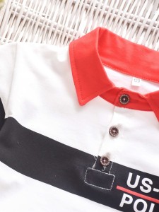 Toddler Boys Letter Print Contrast Panel Polo Shirt