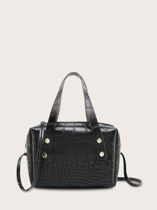 Girls Croc Embossed Satchel Bag