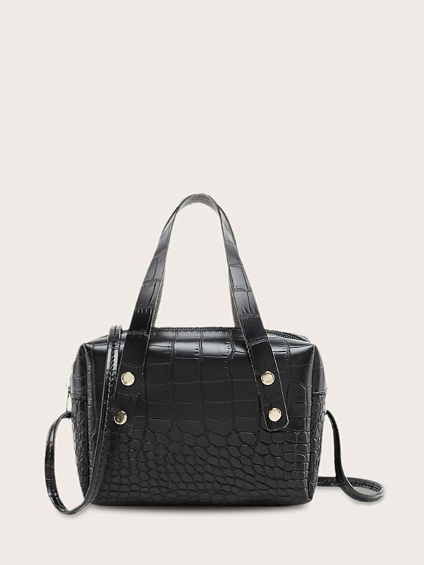 Girls Croc Embossed Satchel Bag