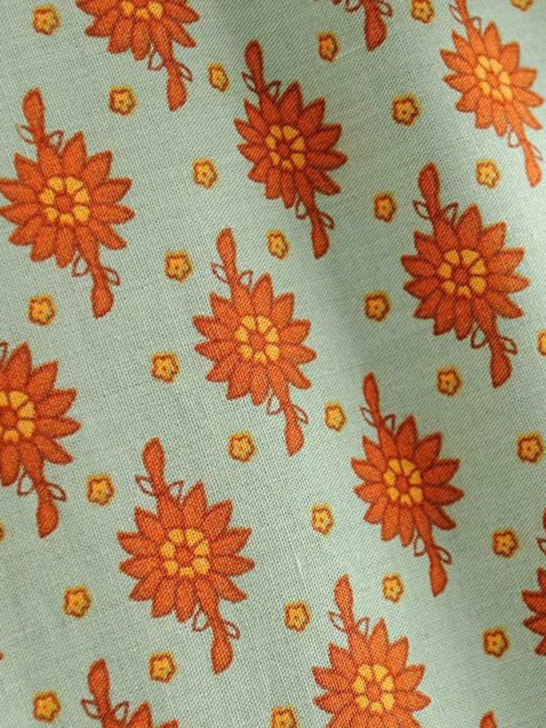 Sunflower Print Belted Wide Leg Pants