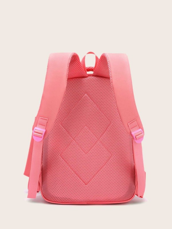 Girls Striped Pocket Front Backpack With Pencil Case