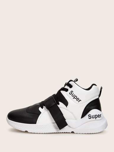Men Letter Graphic High Top Sneakers