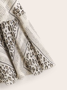 Leopard Scarf Print Layered Ruffle Skirt