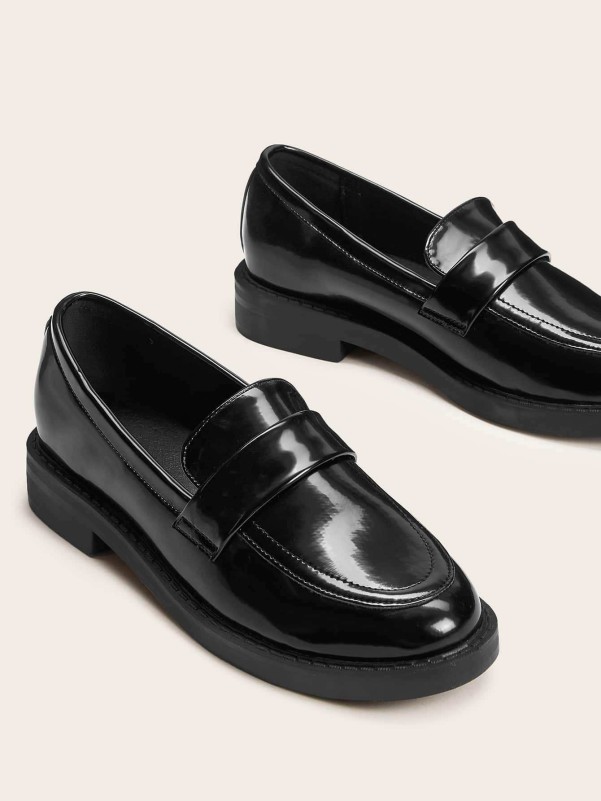 Patent Wide Fit Flat Loafers