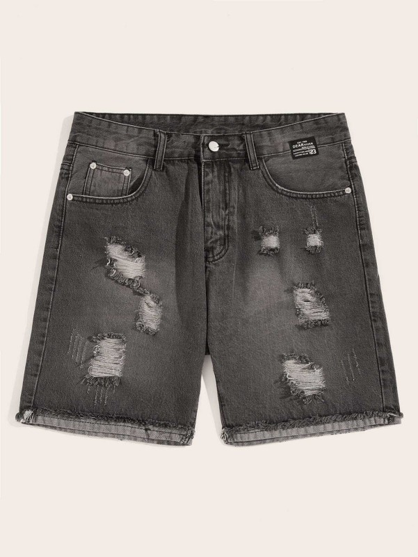 Men Ripped Denim Shorts