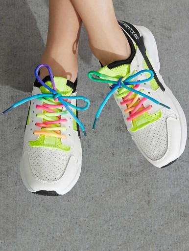 Net Surface Colorful Lace Up Sneakers
