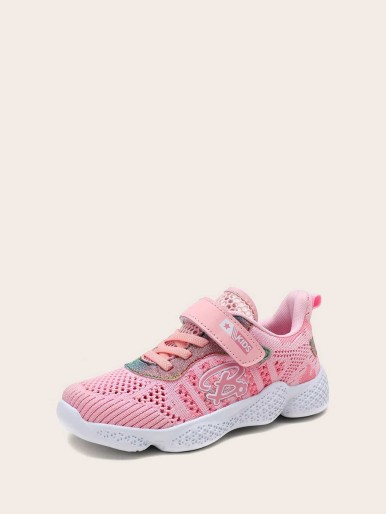Girls Velcro Strap Knit Chunky Sneakers