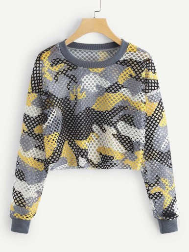 Camo Print Cut Up Sweatshirt
