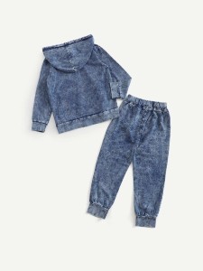 Toddler Boys Hooded Denim Jacket With Jeans