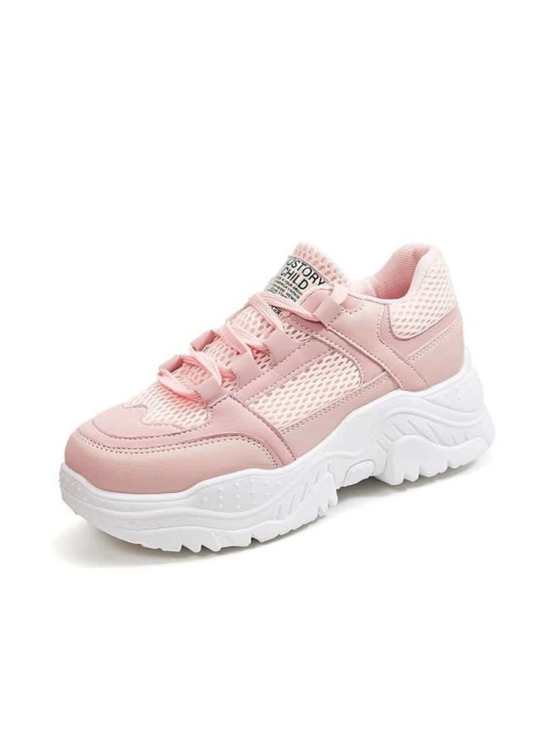 Lace-up Front Mesh Panel Trainers