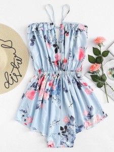 Floral jumpsuit with bow