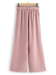 Belted Gathered Waist Wide Leg Pants