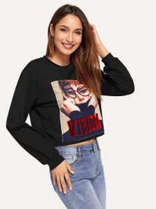 Glasses Girl Patched Front Sweatshirt