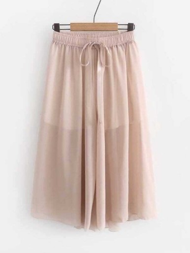 Ribbon drawstring culottes