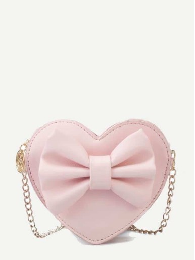 Kids Bow Decor Heart Shaped Bag