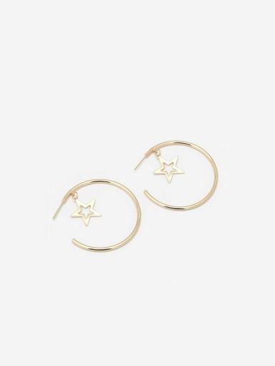 Open Star Hoop Earrings 1pair