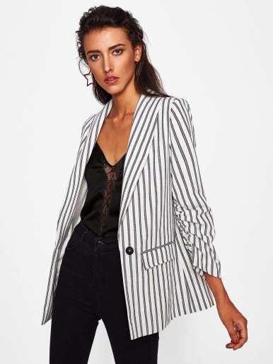 Shawl Collar Striped Boyfriend Blazer