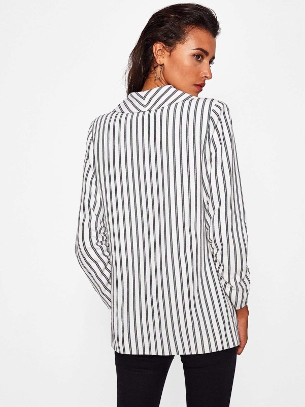 Shawl Collar Striped Boyfriend Blazer