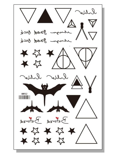 Geometric & Letter Pattern Tattoo Sticker One Sheet