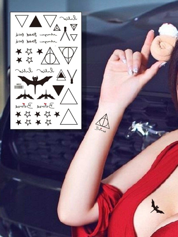 Geometric & Letter Pattern Tattoo Sticker One Sheet