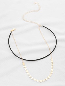 Sequin Decorated Double Layer Necklace