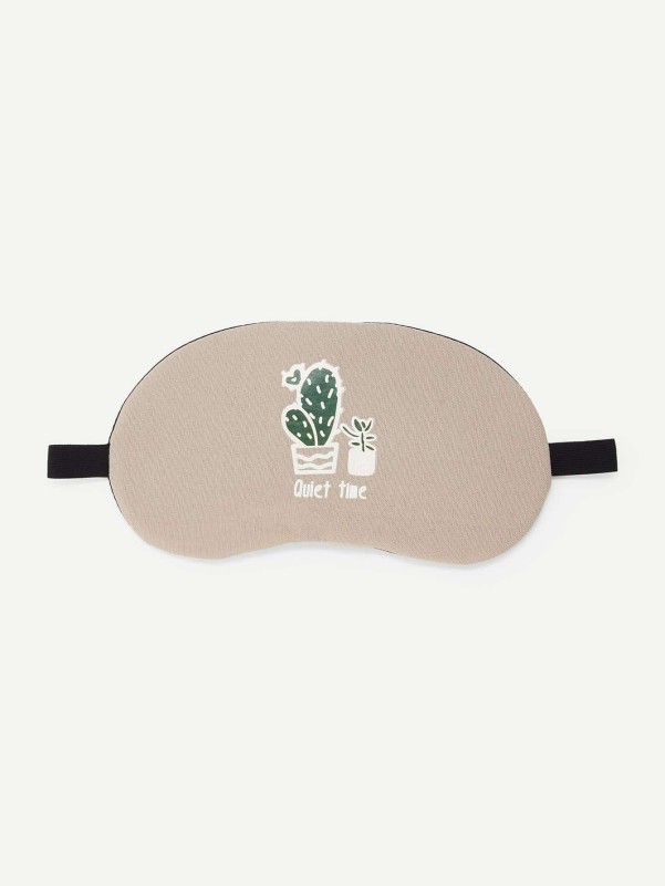 Cactus & Slogan Print Sleeping Eye Cover