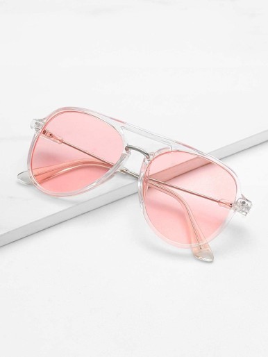 Double Bridge Flat Lens Sunglasses