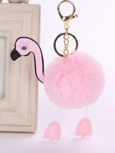 Flamingos Design Pom Pom Keychain