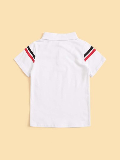 Toddler Boys Striped Sleeve Polo Shirt